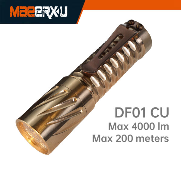 Maeerxu DF01 Brass Strong Diffused Outdoor Flashlight 18650 Li-ion Battery 4000 Lumens Portable Flashlight