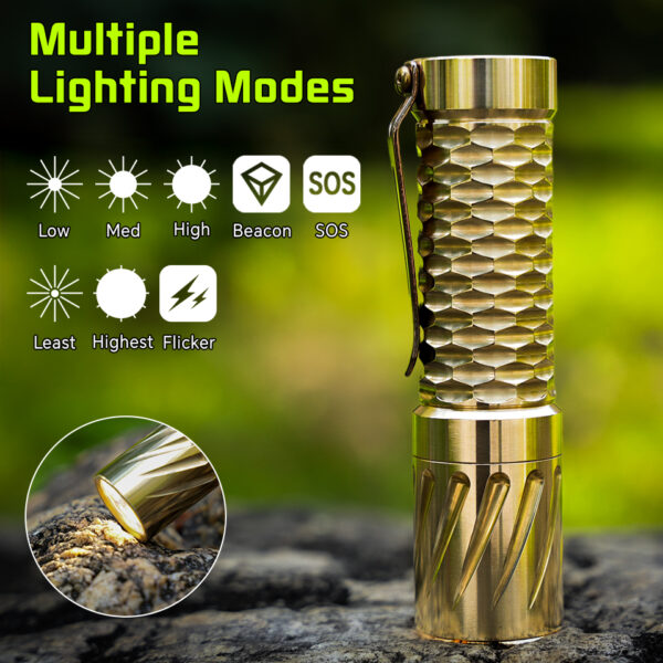 Maeerxu DF01 Brass Strong Diffused Outdoor Flashlight 18650 Li-ion Battery 4000 Lumens Portable Flashlight
