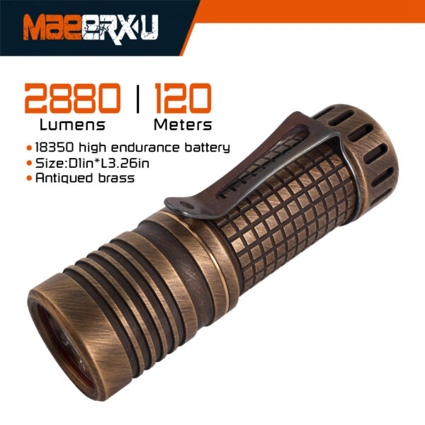 Maeerxu XT3 bronze 18350 3000LM EDC brass Flashlight