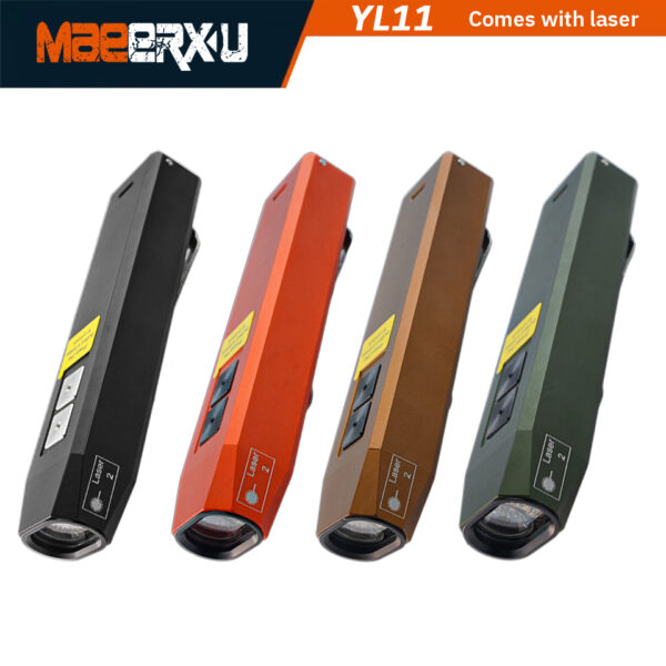 Maeerxu YL11 everyday Carry Flat Flashlight Rechargeable 1000 Lumens with Green Beam, programmable Mode ，USB C,Magnetic Base