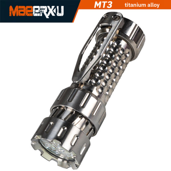 Maeerxu MT3 Titanium Flashlight 18350 Battery Flashlight Portable Light Bulb Outdoor Mini Flashlight