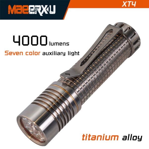 Maeerxu XT4 21700 battery 4000 lumens super bright titanium LED flashlight
