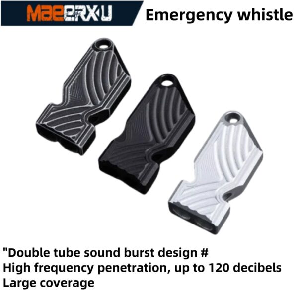 Maeerxu Aluminum Alloy Dual-Tube Survival Whistle - High-Pitched Emergency Whistle for Outdoor, Camping & Hiking, Compact