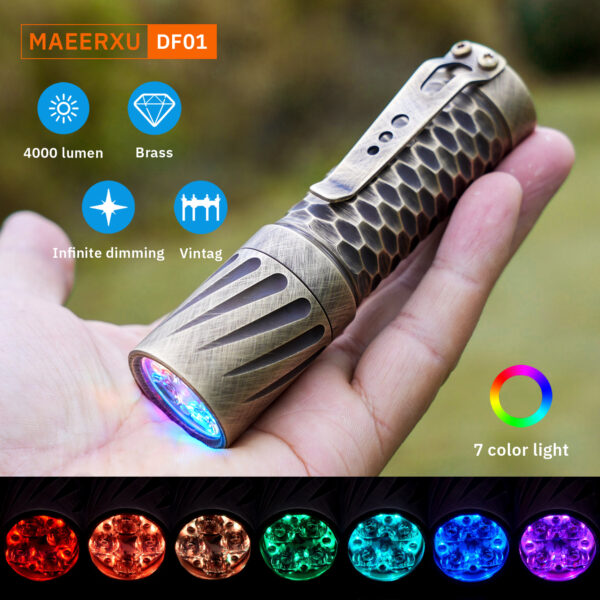 Maeerxu DF01 old brass Outdoor Flashlight 18650 Li-ion Battery 4000 Lumens Portable Flashlight