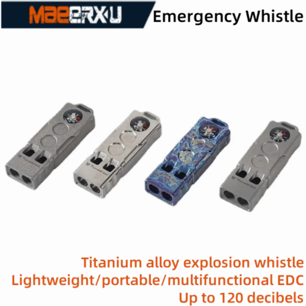 Maeerxu Titanium Alloy EDC Compass Emergency Survival Whistle High Decibel Daily Training Dog Whistle for Outdoor Use